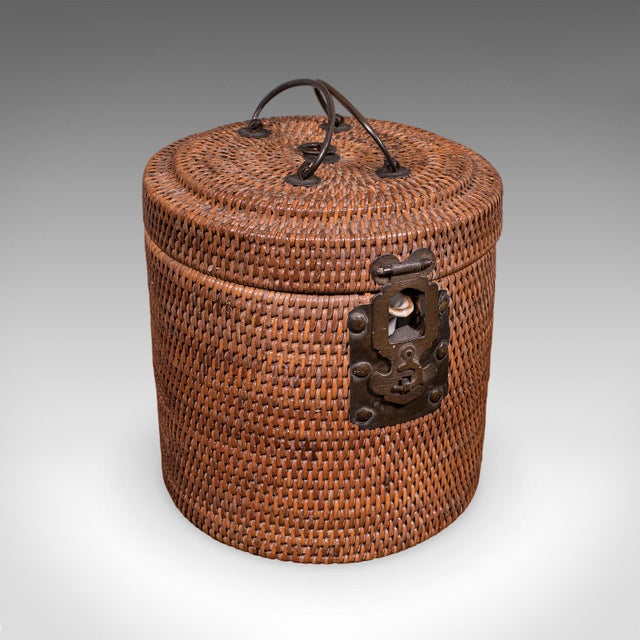 1920s Small Antique Decorative Teapot, Oriental, Ceramic Chá Pot, Wicker Case For Sale - Image 9 of 12