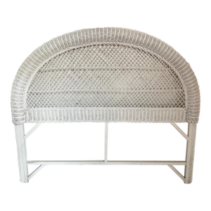 1970s White Wicker Headboard Queen