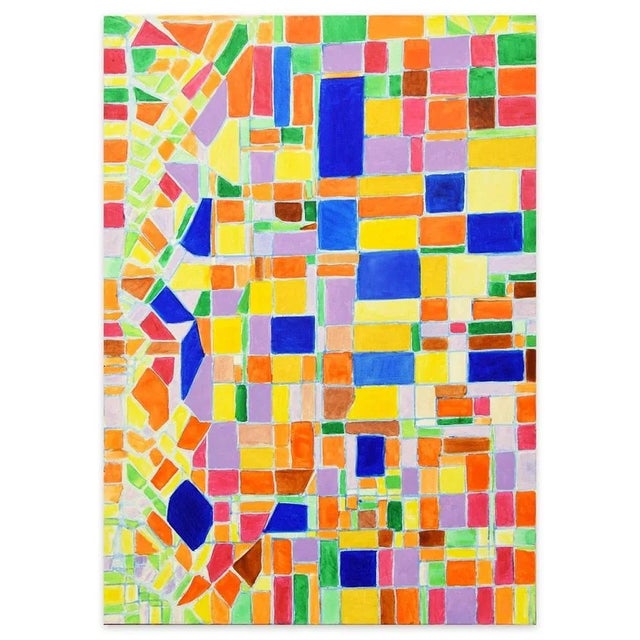 Giorgio Lo Fermo, Geometric Grid, Original Oil on Canvas, 2019 For Sale - Image 3 of 3
