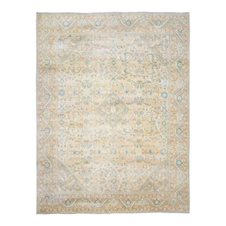 1970s Vintage Persian Handmade Wool Cotton Orange Area Rug For Sale