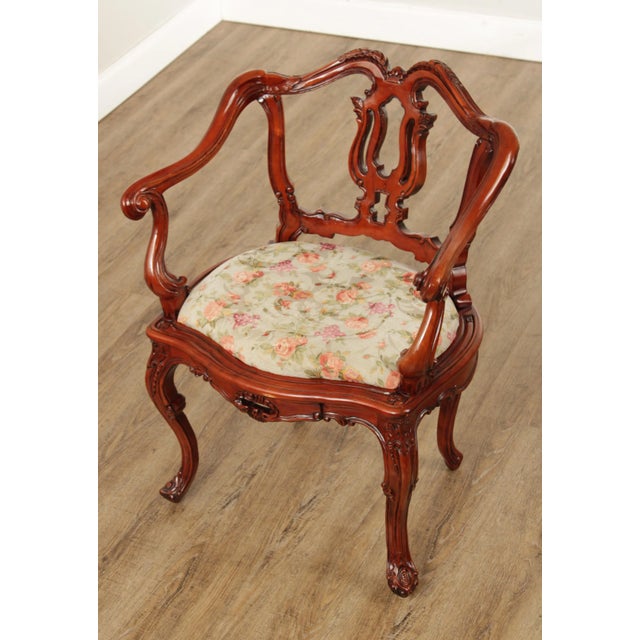 Rococo Late 20th Century Italian Rococo Style Carved Frame Armchair For Sale - Image 3 of 13