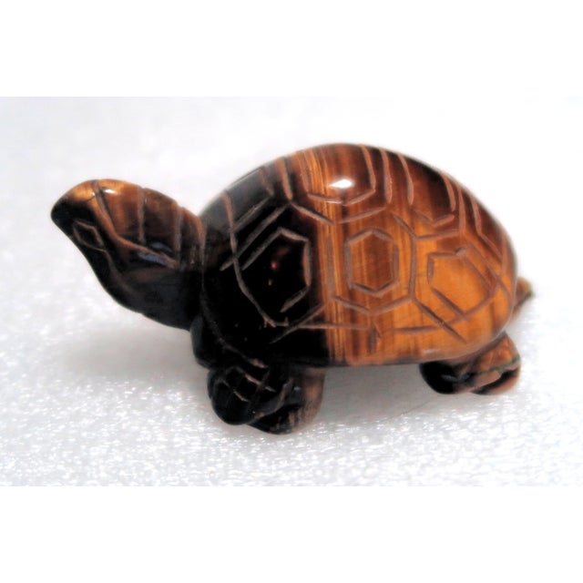 Vintage Hand-Carved Tigers Eye Miniature Turtle - Symbol of Tranquility and Steadfastness; Said to Teach You to Take Your Time and Enjoy Life For Sale - Image 4 of 18