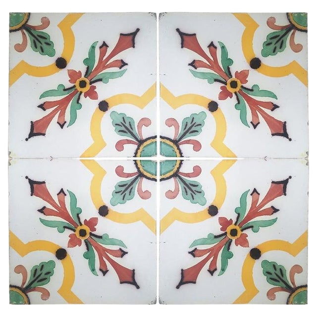 Antique Handmade Ceramic Tile attributed to Devres, France, 1920s For Sale