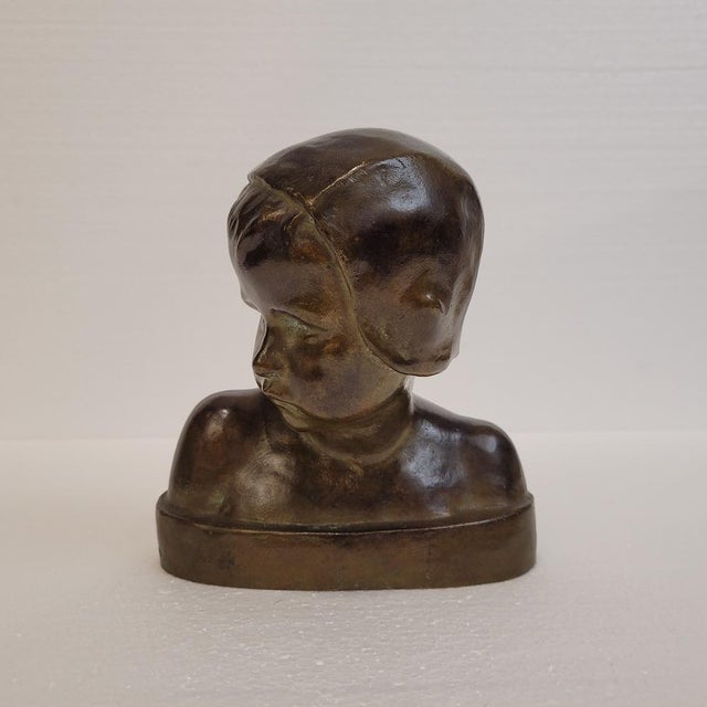 Marie-Anne Crannrey Franceschi, Bust of a Boy, Early 20th Century, Bronze For Sale - Image 10 of 18