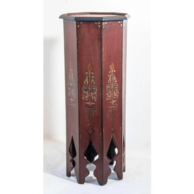 Moroccan Pedestal Table in Moorish Hand Painted Design Octagonal Shape 1960s For Sale - Image 12 of 12