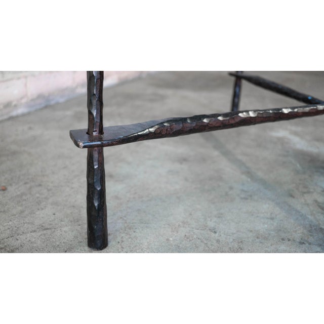Brown 1980s Brutalist Diego Giacometti Style Iron and Glass Coffee Table For Sale - Image 8 of 18