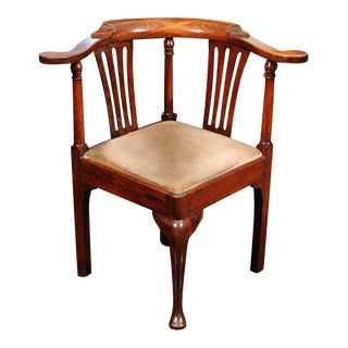 Mid 18th Century Vintage Georgian Fruitwood Corner Chair For Sale