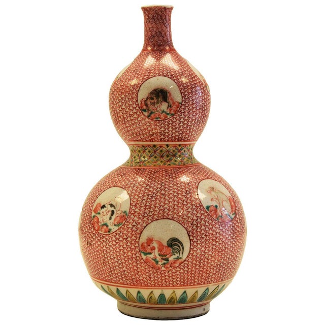Antique Japanese Edo Period Porcelain Double Gourd Vase For Sale - Image 3 of 6