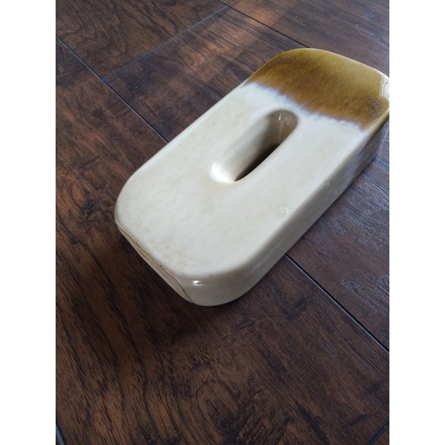 Abstract Vintage Cream & Brown Vase For Sale - Image 3 of 10