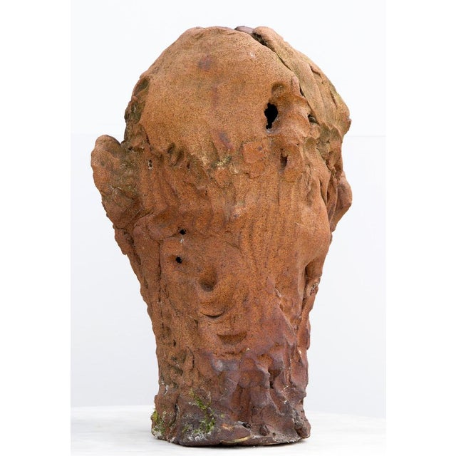 Ceramic Ceramic Expressionist Head in White Stoneware with Bismuth Rakú Glaze, 2010s For Sale - Image 7 of 18