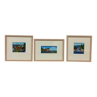 Steve Howie Signed Tasmania, Australia Architectural Artworks, Set of 3 For Sale