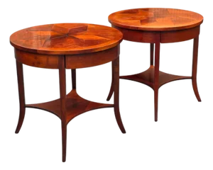 Niermann Weeks Round Parquet Side Tables - Set of 2