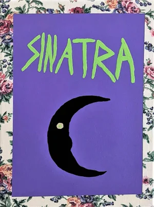 "Nancy Obvi but Frank if You Like" Contemporary Floral Abstract Sinatra Moon Painting by Frances Sousa