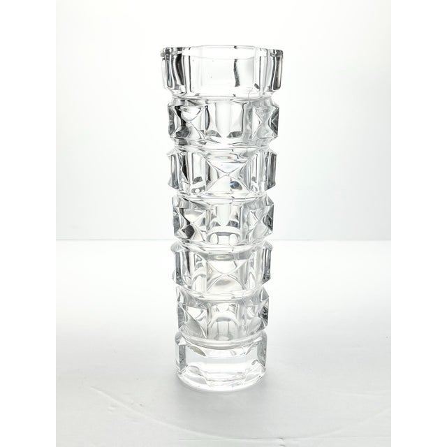 1980s Vintage Modernist Cubist-Style Geometric Stacked-Block Thin Tall Vase 8” No chips, cracks, or fleabites. Height 8...