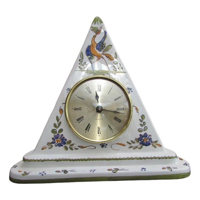 Pyramid clock in Martres Earthenware, 1970s For Sale