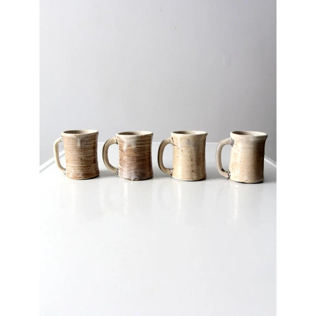Late 20th Century Vintage Studio Pottery Mugs Sety of 4 For Sale - Image 5 of 13