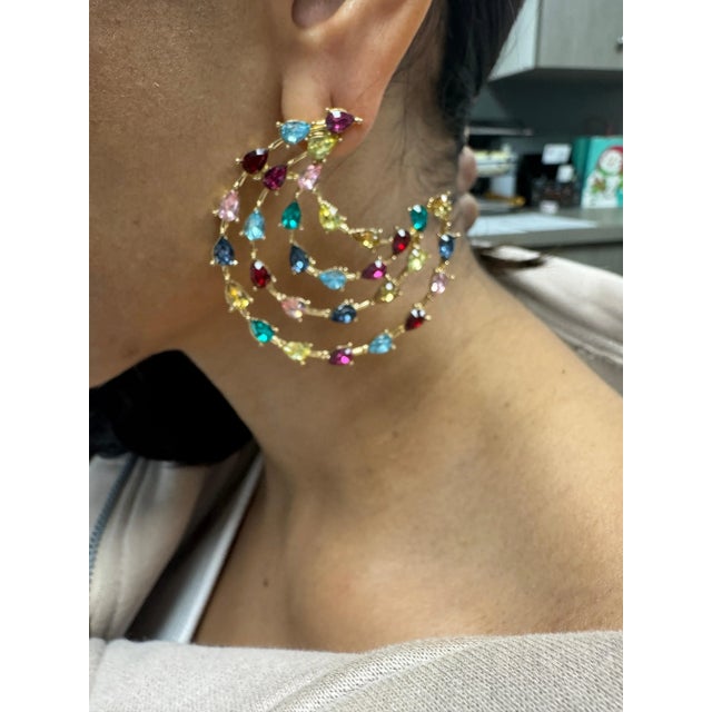 Metal Fashion Multi Color Statement Earrings For Sale - Image 7 of 8