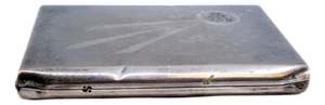 Silver Cigarette Case with Three Raised Stripes on the Lid