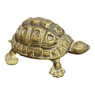 Vintage English Brass Turtle Trinket Box For Sale