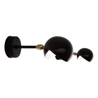 Mid-Century Modern Black Eye Sconce Wall Lamps by Serge Mouille, Set of 2 For Sale