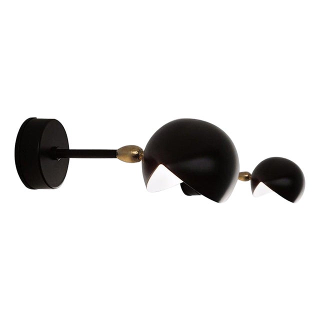 Mid-Century Modern Black Eye Sconce Wall Lamps by Serge Mouille, Set of 2 For Sale