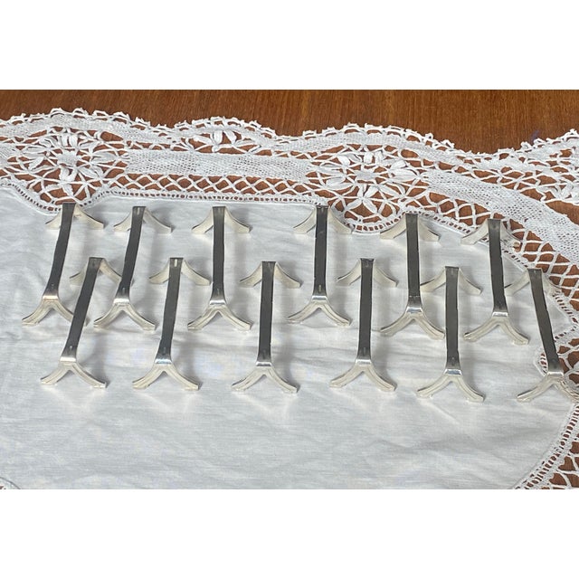 Vintage Silver-Plated Metal Knife Rests by Ercuis, France, 1970s, Set of 12 For Sale - Image 4 of 6