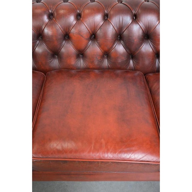 Chesterfield Three-Seater Sofa in Cowhide For Sale - Image 6 of 18