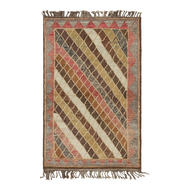 1950s Vintage Persian Rug With Polychromatic Diamond Patterns by Rug & Kilim For Sale