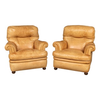 Vintage Italian Tan Leather Chairs by Poltrona Frau, 1970, Set of 2 For Sale