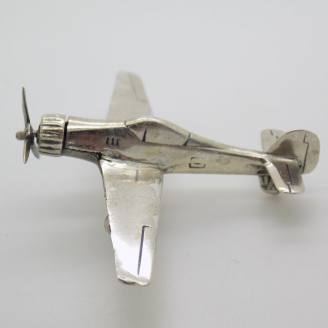 Vintage Italian Handmade Genuine Silver Airplane Figurine, 1980s For Sale - Image 6 of 13