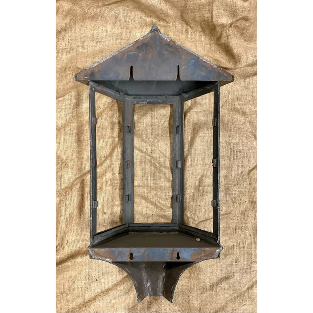 Metal Vintage Handmade Outdoor Lantern in Light Brass and Copper For Sale - Image 7 of 9
