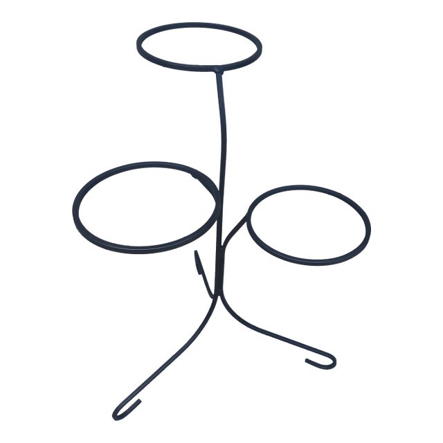 Mid Century Modern 3 Tier Wrought Iron Plant Stand For Sale