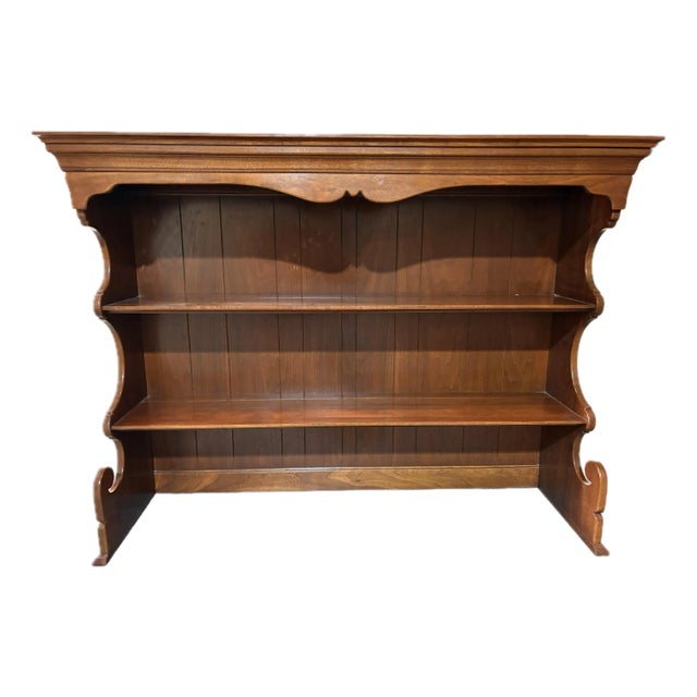 Vintage 1950s solid walnut China shelf and hutch. Crafted from beautifully grained walnut in a warm traditional finish....