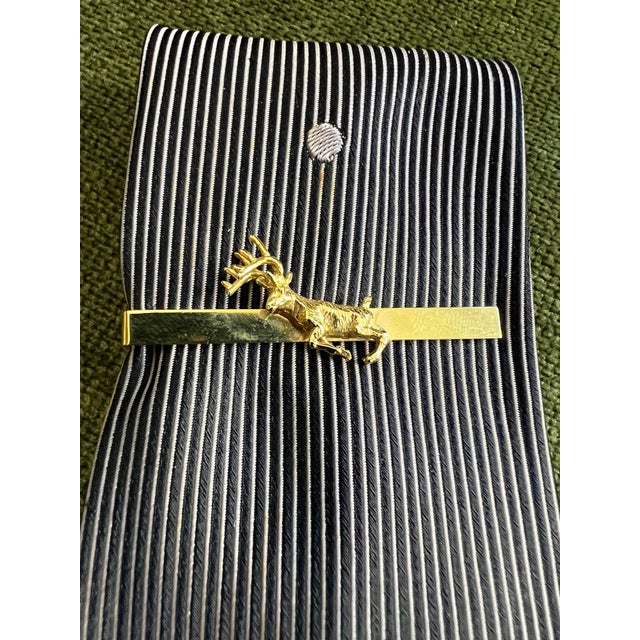 Rare Vintage Nina Ricci Set 2 Gold-Tone Tie Clips With Logo Circa "1980" Original Velvet Pinkish Champagne Case Circa...