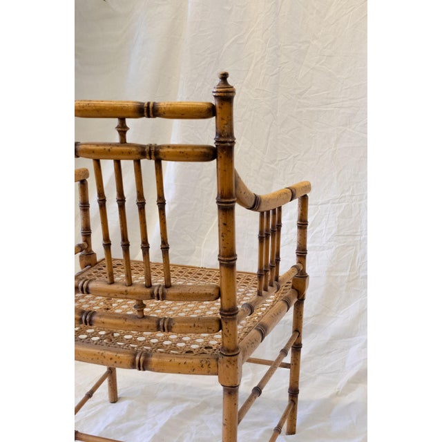 Brown Vintage Chair with Vienna Straw Seat in Faux Bamboo, 1970s For Sale - Image 8 of 9