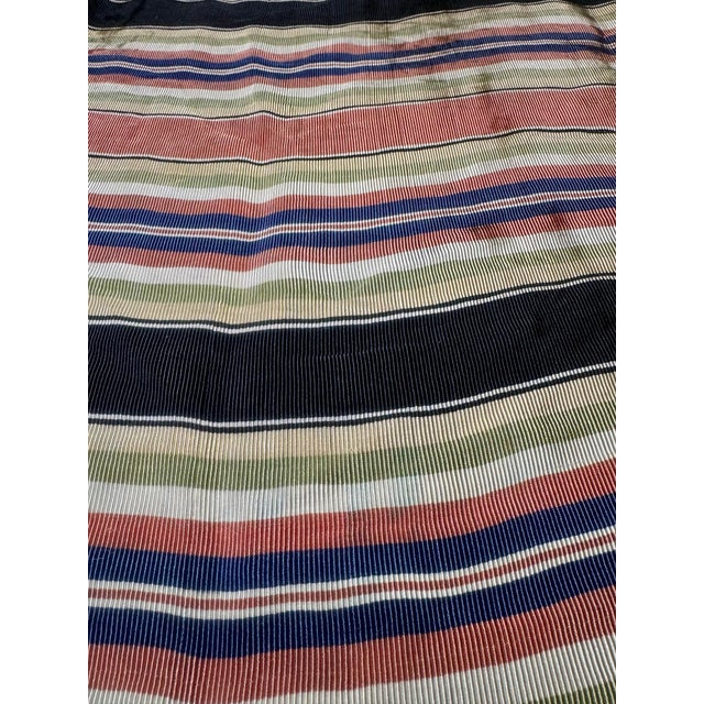 Boho Chic Vintage Handwoven Striped Throw Blanket With Fringe, Viscose & Cotton For Sale - Image 3 of 7