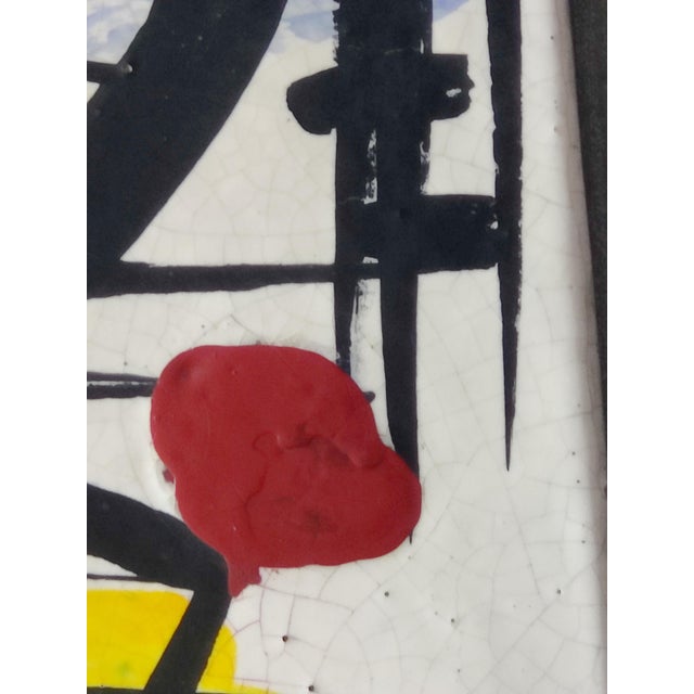 Black Abstract Composition on Ceramic Tile, Italy, 1980s For Sale - Image 8 of 14