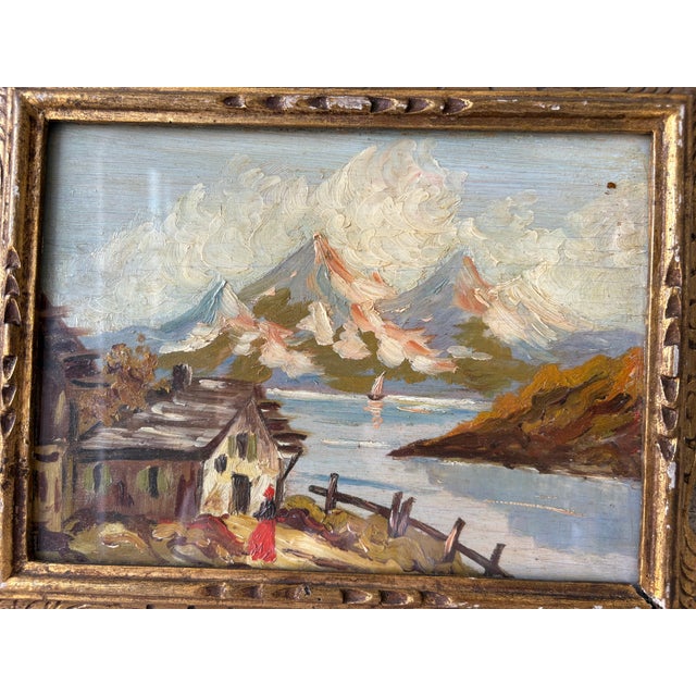 Blue Pair of Vintage Italian Framed Oil Paintings – Sourced in Parma, Italy For Sale - Image 8 of 10