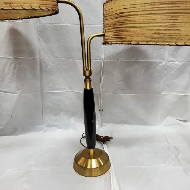 1950s Authentic MidCentury Modern Double Shade Table Lamp by Majestic