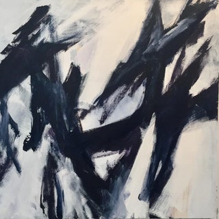 “Europa” Contemporary Abstract Black and White Acrylic Painting For Sale