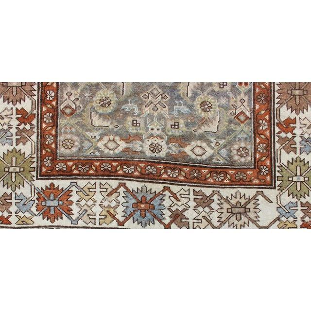 Antique Persian Malayer Rug With All-Over Tribal Design in Gray Background 3'10 X 8'6 For Sale - Image 10 of 13