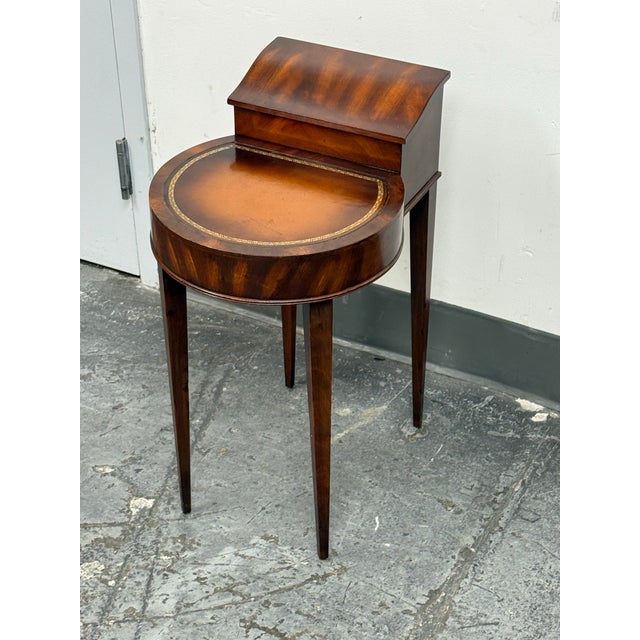 Early 20th Century Circa 1920's Mahogany + Leather Side Table For Sale - Image 5 of 12
