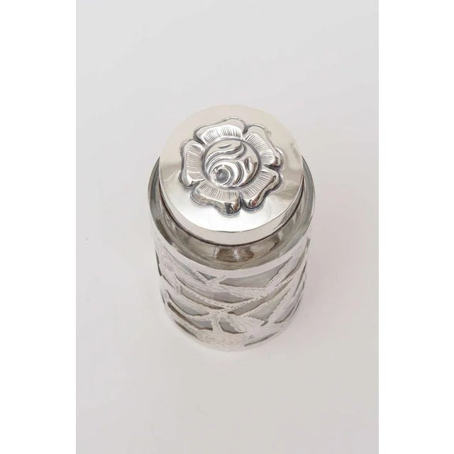 Vintage Sterling Silver Overlay Glass Vessel or Container Jar, 1950's For Sale In Miami - Image 6 of 11
