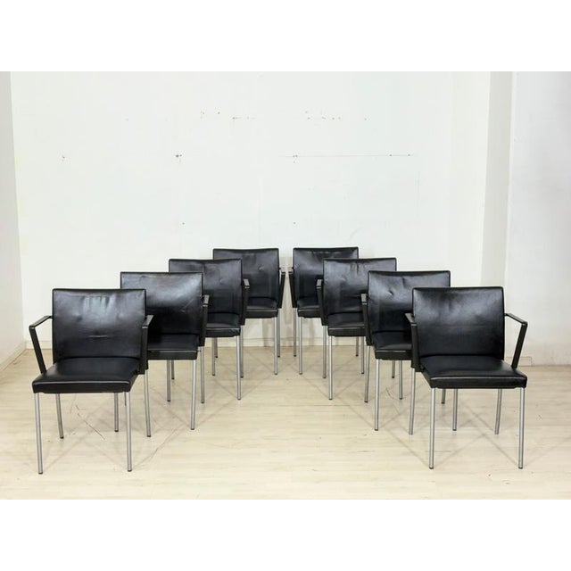 Conference Chairs in Black Leather, Set of 8 For Sale - Image 10 of 18