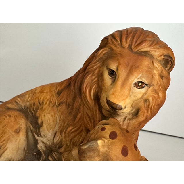 Vintage Mid-Late 20th Century Ceramic Lion & Cub Figurine For Sale In Orlando - Image 6 of 8