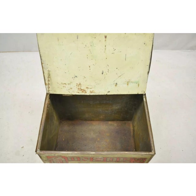 Metal Late 19th Century Bonsor's Famous Philadelphia Coffee Tin Metal Storage Bin Tickle the Taster For Sale - Image 7 of 12