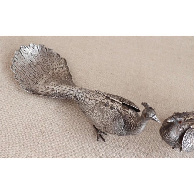 1950s French Sterling Silver Peacocks - a Pair For Sale In Los Angeles - Image 6 of 18
