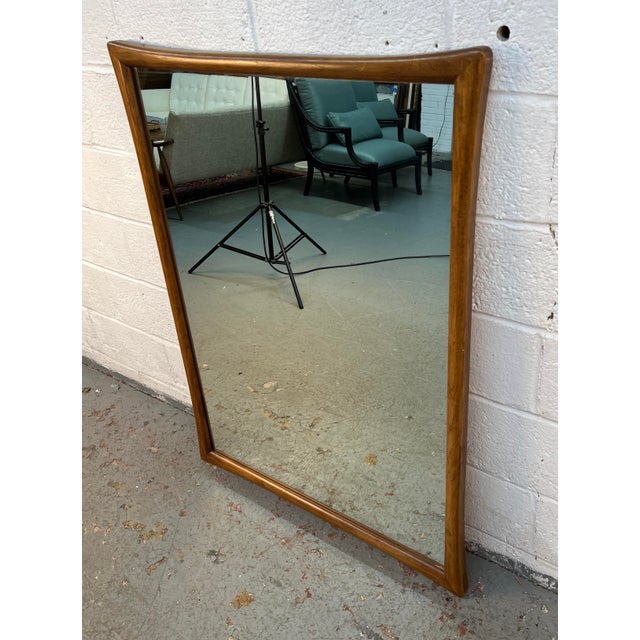 Mid 20th Century Vintage Mid-Century Walnut Sculpted Wall Mirror For Sale - Image 5 of 6