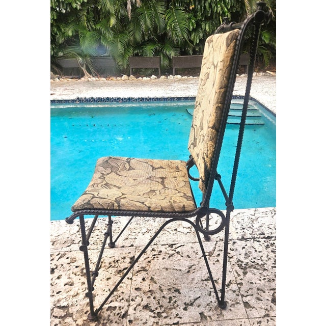 Metal Set of Eight Ilana Goor Forged Iron Dining Chairs Mexico, Circa 1980s For Sale - Image 7 of 10