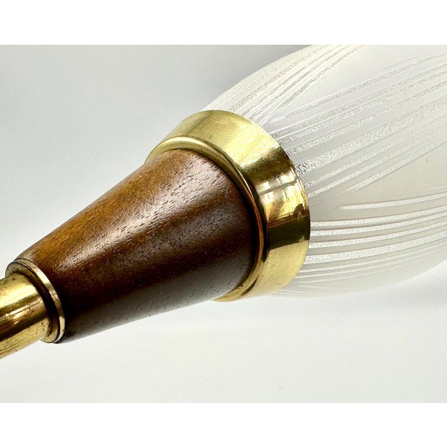 Mid-Century Scandinavian Modern Teak & Brass Sconce, 1960s For Sale - Image 3 of 12